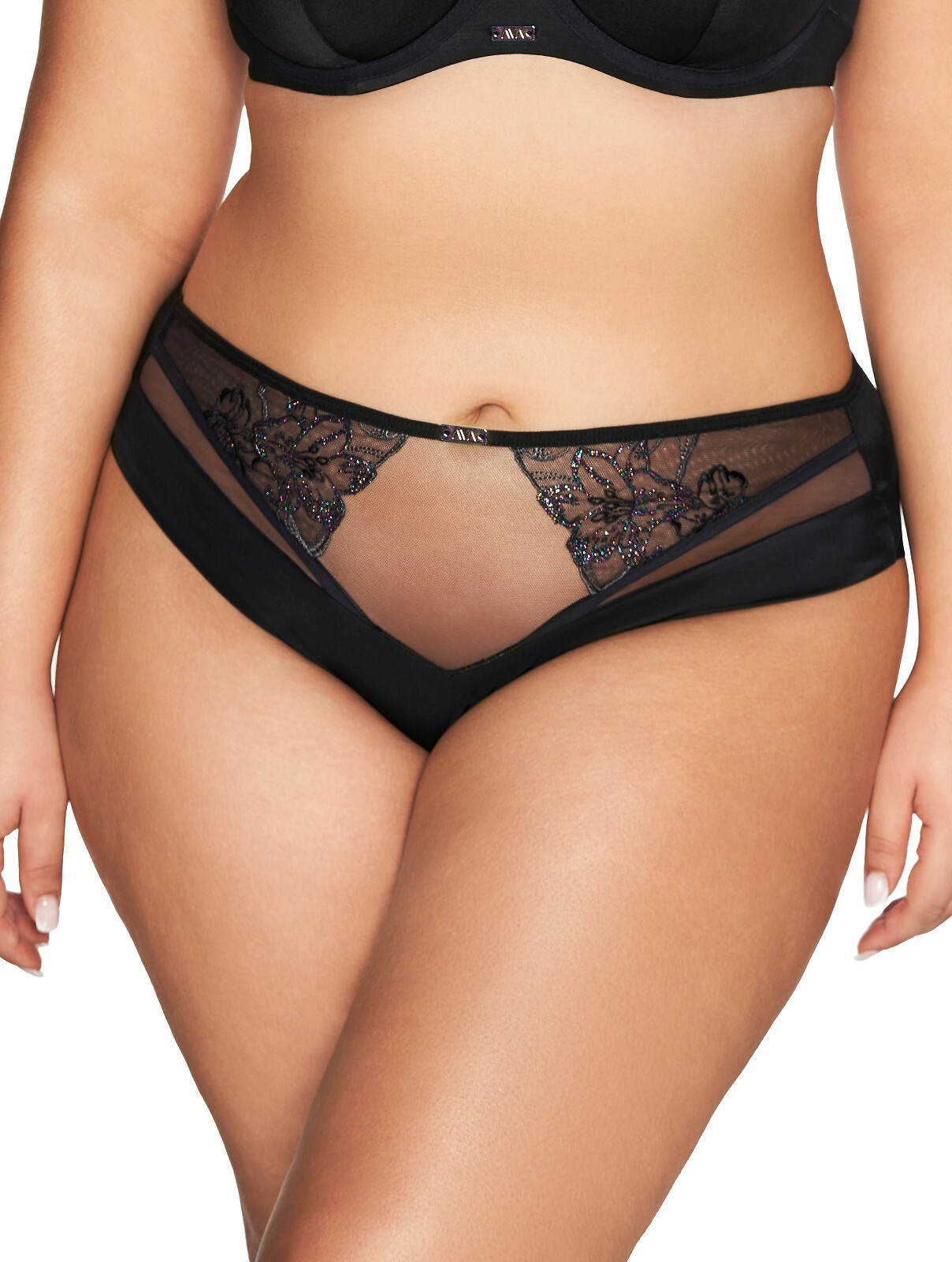 Čierne dámske čipkové brazílky Ava 2071/B Brazyliany S-2XL Veľkosť: L, Barva: čierna