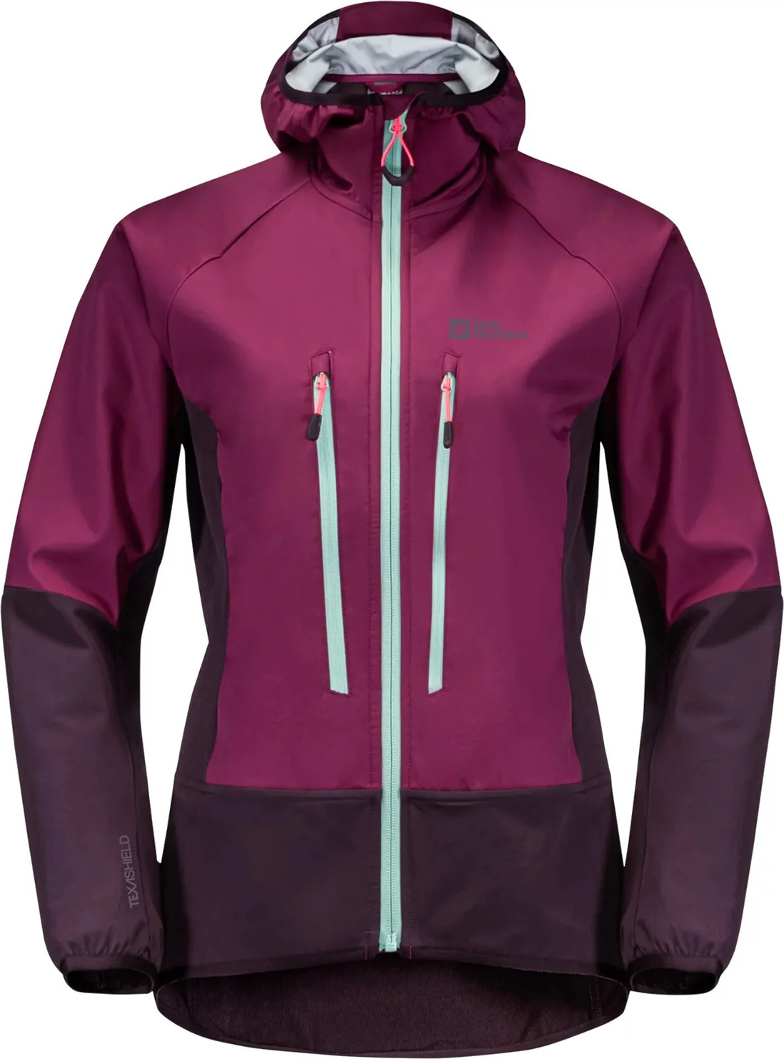 Fuchsiová dámska softshellová bunda Jack Wolfskin Alpspitze Hoody Jkt W 1307391-1014 Veľkosť: XS