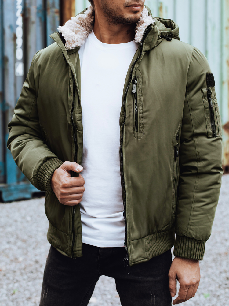 Khaki pánsky zimný bomber s kapucňou TX4836 Veľkosť: 3XL/56