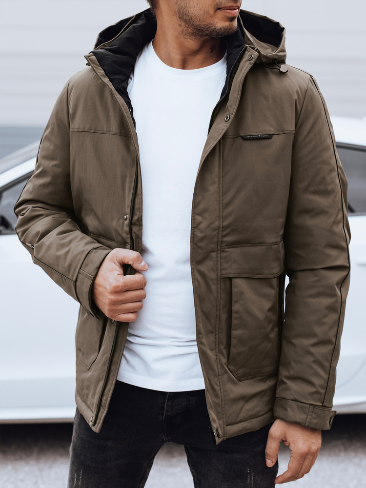 Pánska hnedá zimná bunda s odopínacou kapucňou TX4906 Veľkosť: 2XL