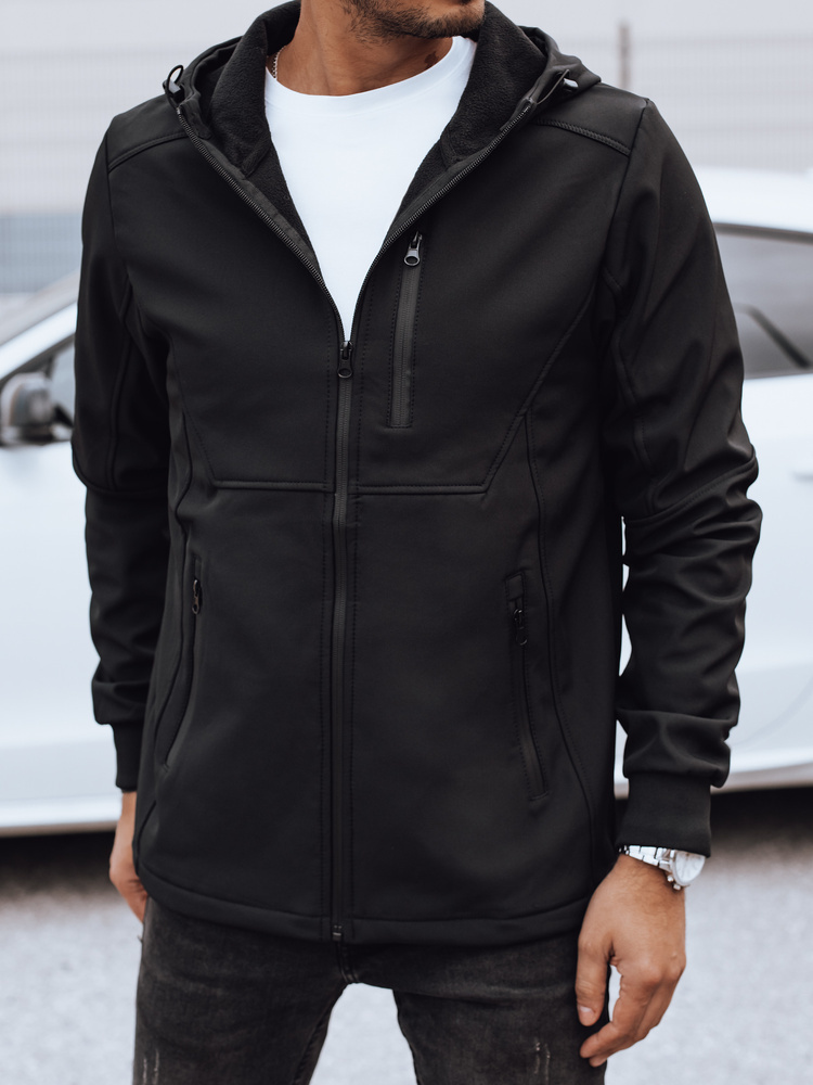 Pánska čierna prechodná softshellová bunda s kapucňou TX4819 Veľkosť: 2XL