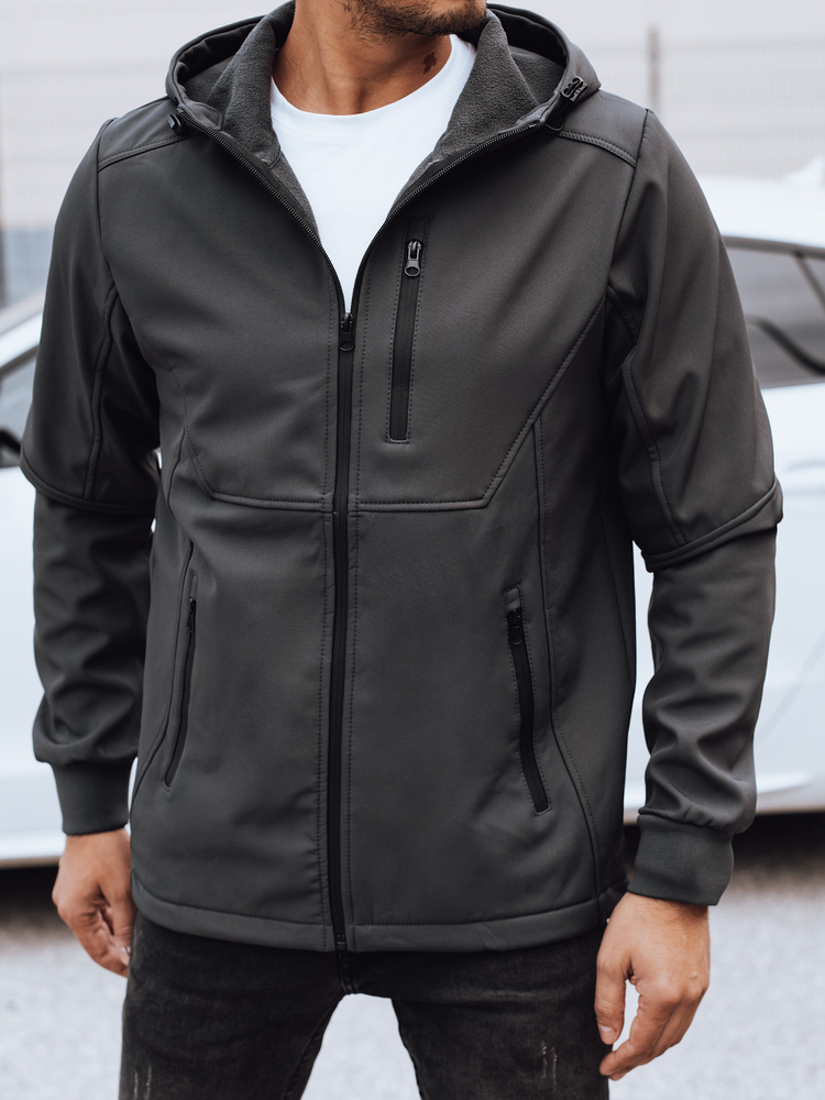 Pánska tmavosivá prechodná softshellová bunda s kapucňou TX4818 Veľkosť: 2XL