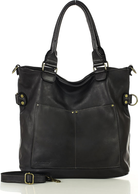 Čierna kožená kabelka MARCO MAZZINI v7c Veľkosť: ONE SIZE