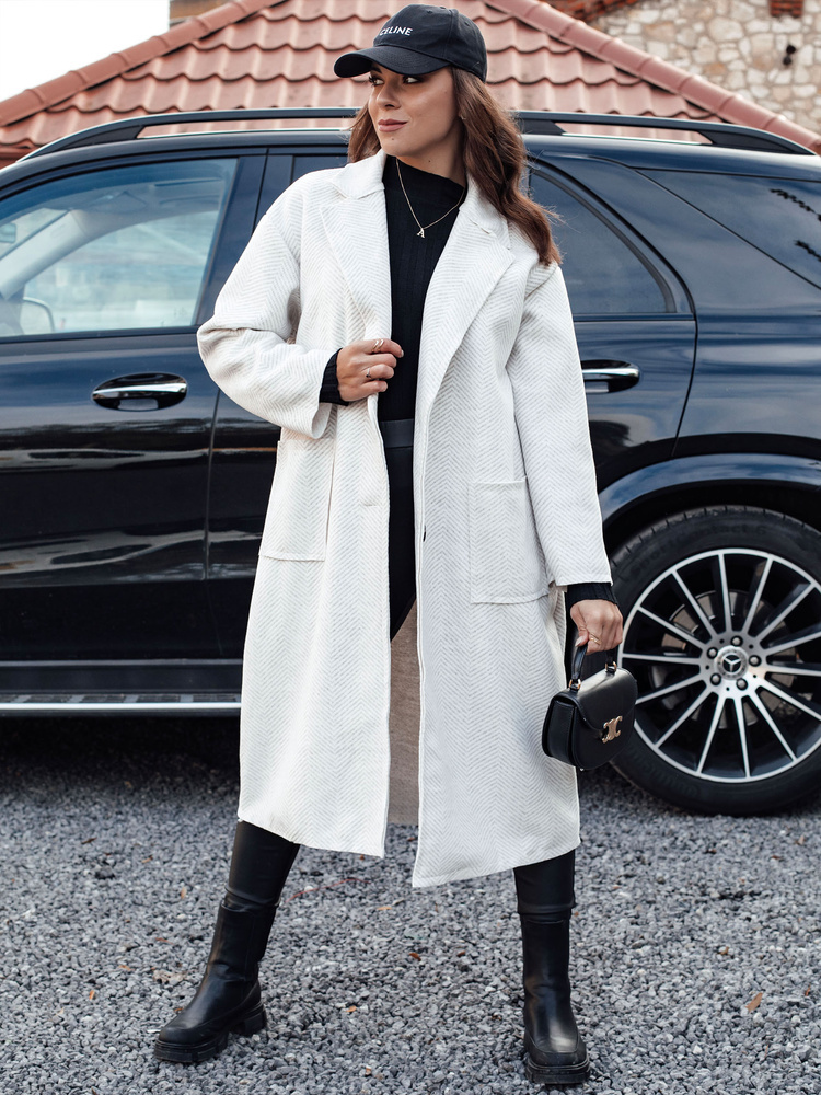 Dlhý smotanový oversize kabát AVELINNI NY0700 Veľkosť: ONE SIZE