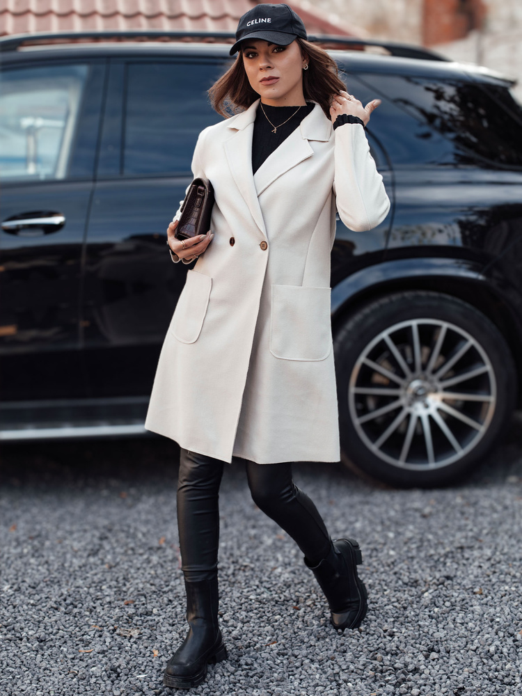 Dámsky smotanový oversize kabát LINNORE NY0706 Veľkosť: ONE SIZE