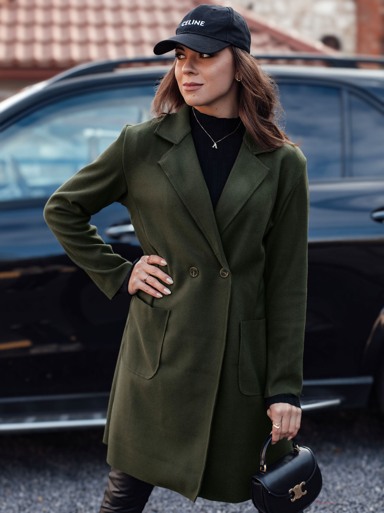 Dámsky tmavozelený oversize kabát LINNORE NY0704 Veľkosť: ONE SIZE