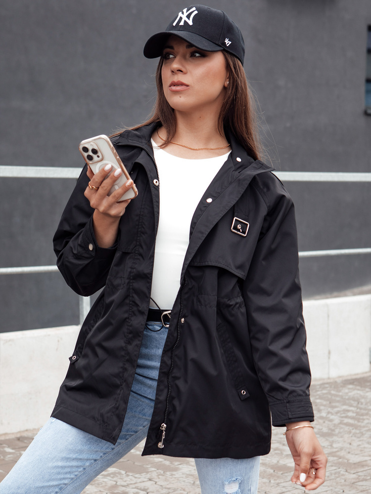 Čierna dámska štýlová parka TILAN TY4388 Veľkosť: L