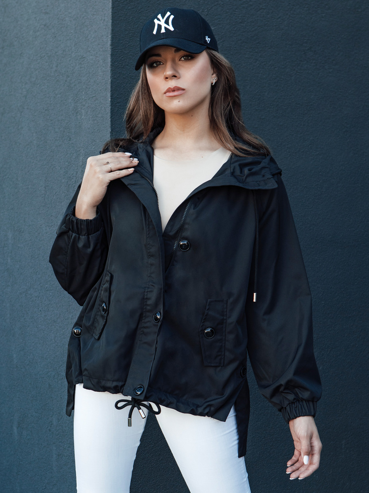 Dámska čierna prechodná bunda s kapucňou BELART TY4459 Veľkosť: M