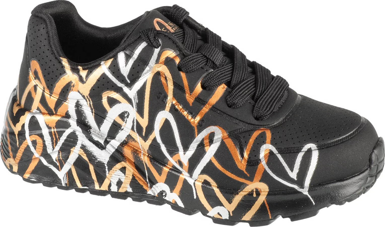 Čierne dievčenské tenisky Skechers JGoldCrown: Uno Lite - Metallic 314067L-BKGD Veľkosť: 30