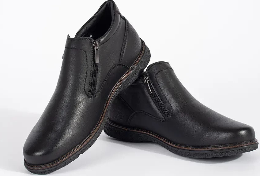 Čierne zimné členkové pánske poltopánky D7953-B Veľkosť: 45