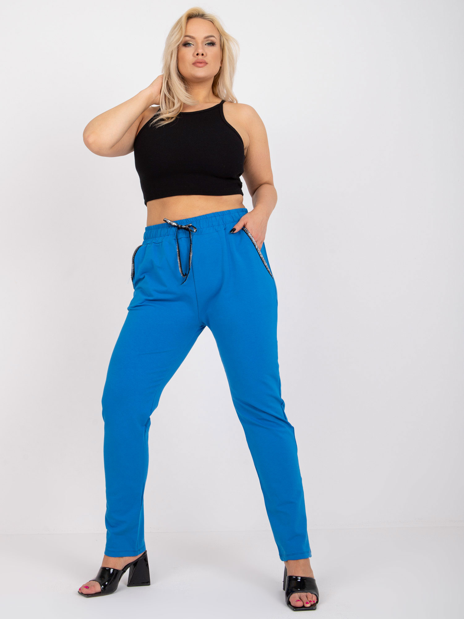 Modré pohodlné tepláky -RV-DR-4765.52-blue Veľkosť: 3XL