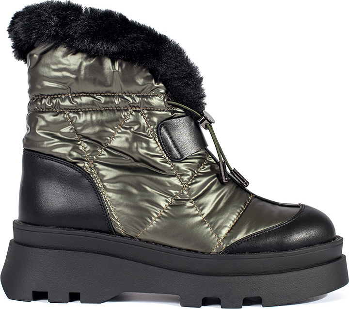 Zelené dámske snehule s čiernou kožušinou JJ56P-GR Veľkosť: 41