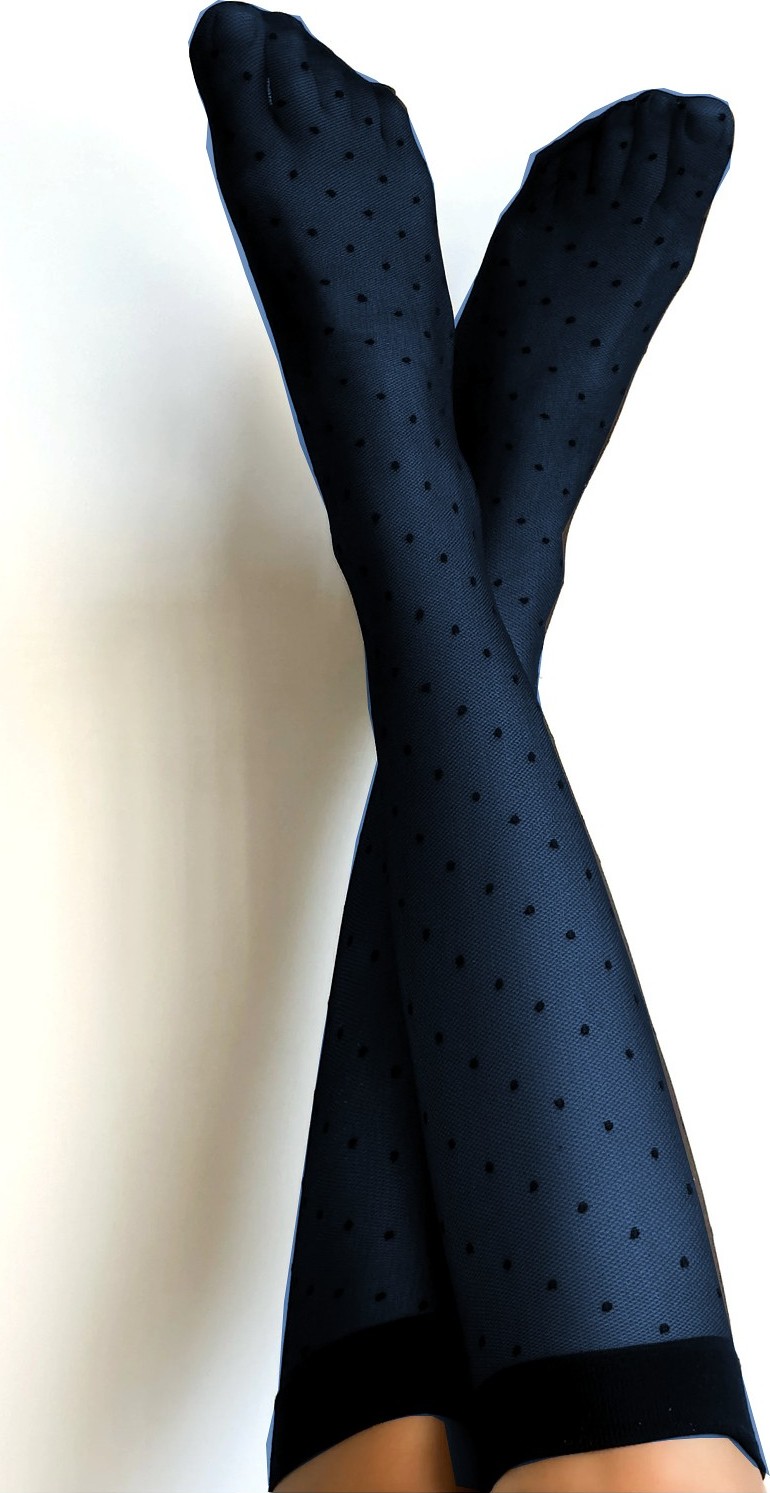 Vzorované silonkové podkolienky Veneziana Puntini Veľkosť: ONE SIZE, Barva: tmavomodrá