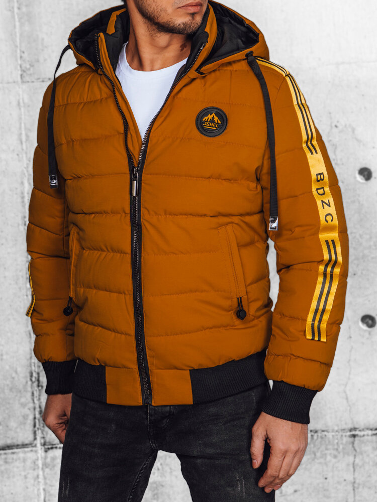 Horčicová zimná prešívaná bunda s postranným pruhom TX4650 Veľkosť: 2XL