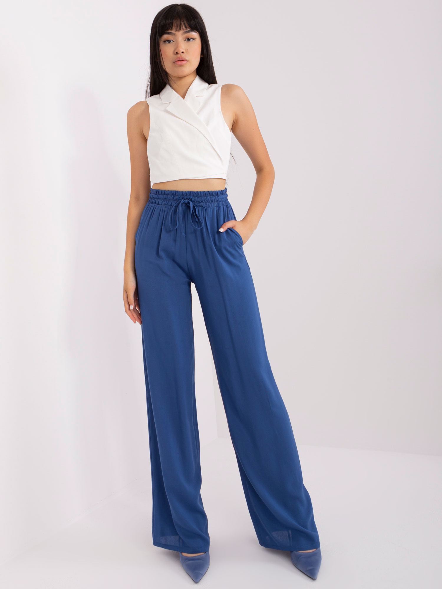 Tmavomodré letné nohavice -LK-SP-509331.25-dark blue Veľkosť: L/XL