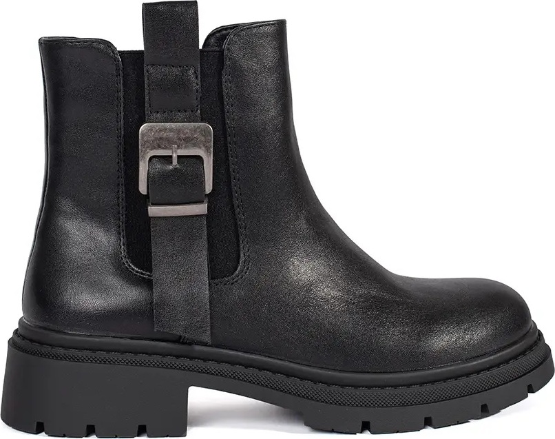 Čierne dámske členkové topánky s prackou, podpätok 4 cm RXJ-249B Veľkosť: 37