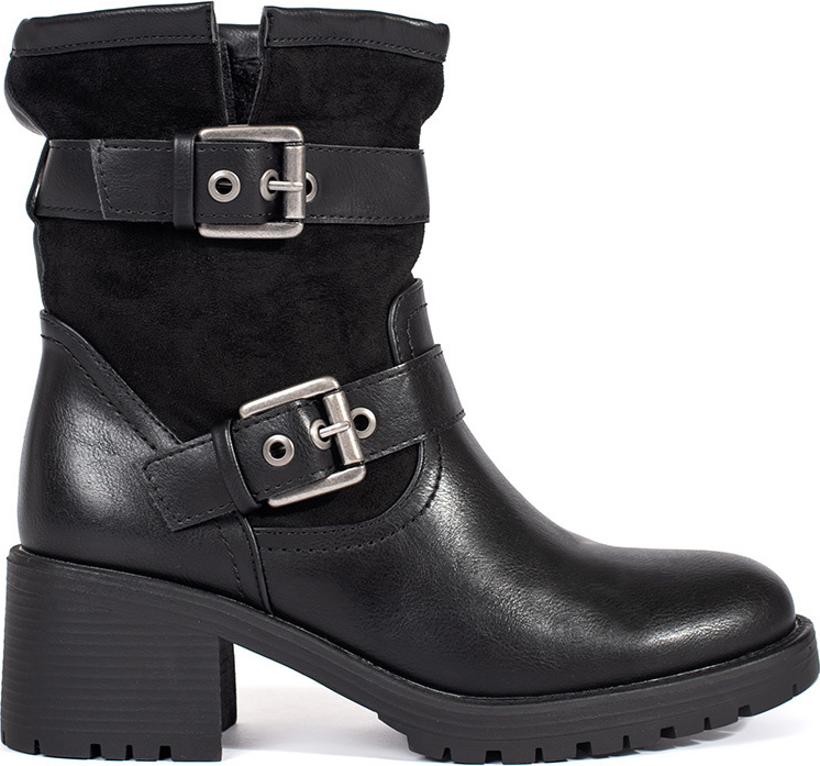 Čierne členkové topánky dámske na podpätku so sponou, podpätok 6 cm M-795B Veľkosť: 36