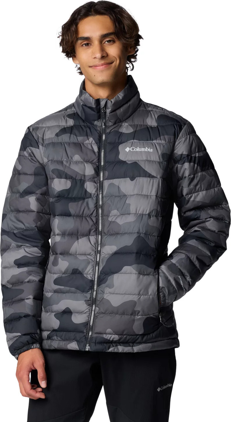 Čierna pánska športová bunda s potlačou Columbia Powder Lite II Printed Jacket 2098394010 Veľkosť: M