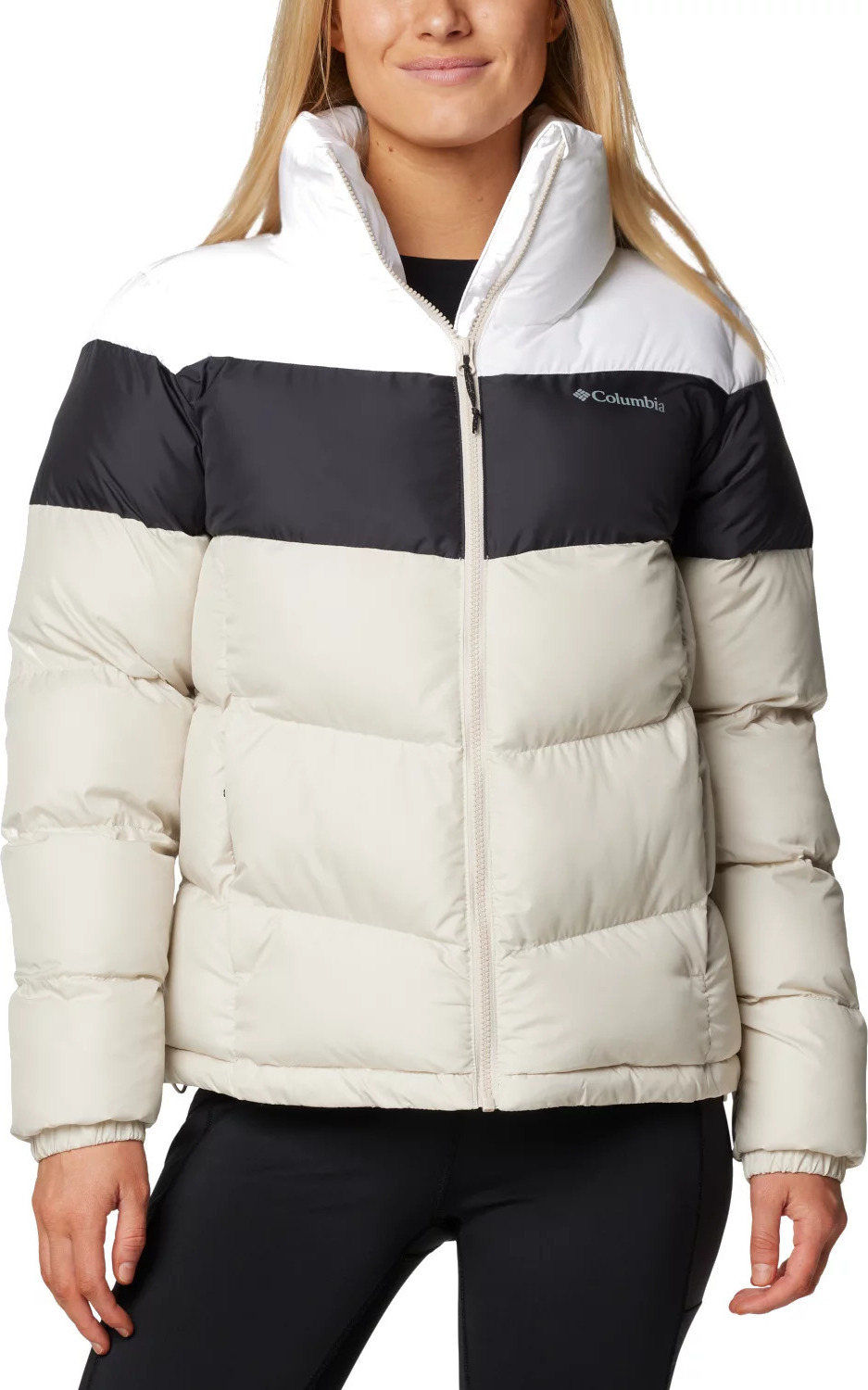 Smotanová dámska zimná prešívaná bunda Columbia Puffect II Colorblock Jacket 2088481278 Veľkosť: L