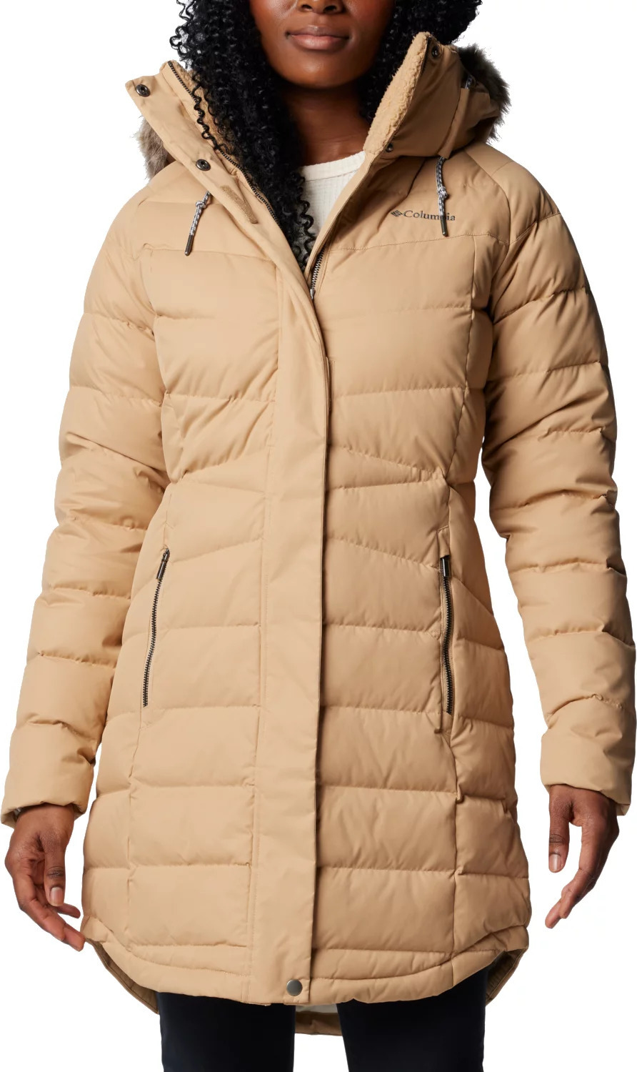 Béžová dámska zimná bunda Columbia Belle Isle II Mid Down Jacket 2085153262 Veľkosť: L