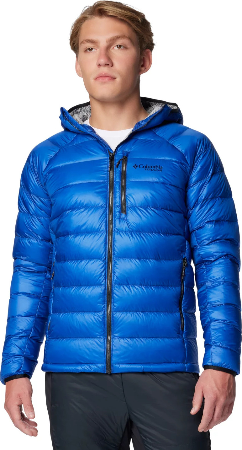 Modrá pánska páperová bunda Columbia Arctic Crest Down Hooded Jacket 2088774433 Veľkosť: L