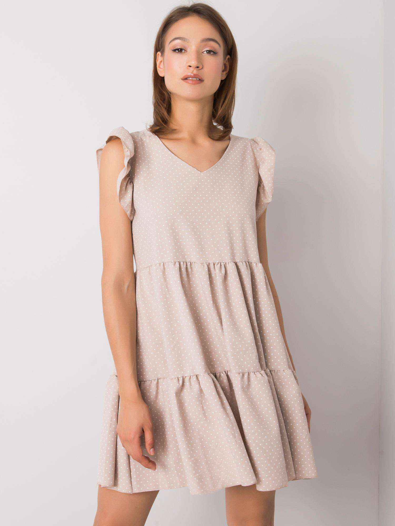 Béžové dámske šaty s prešívaním WN-SK-703.77-beige Veľkosť: L