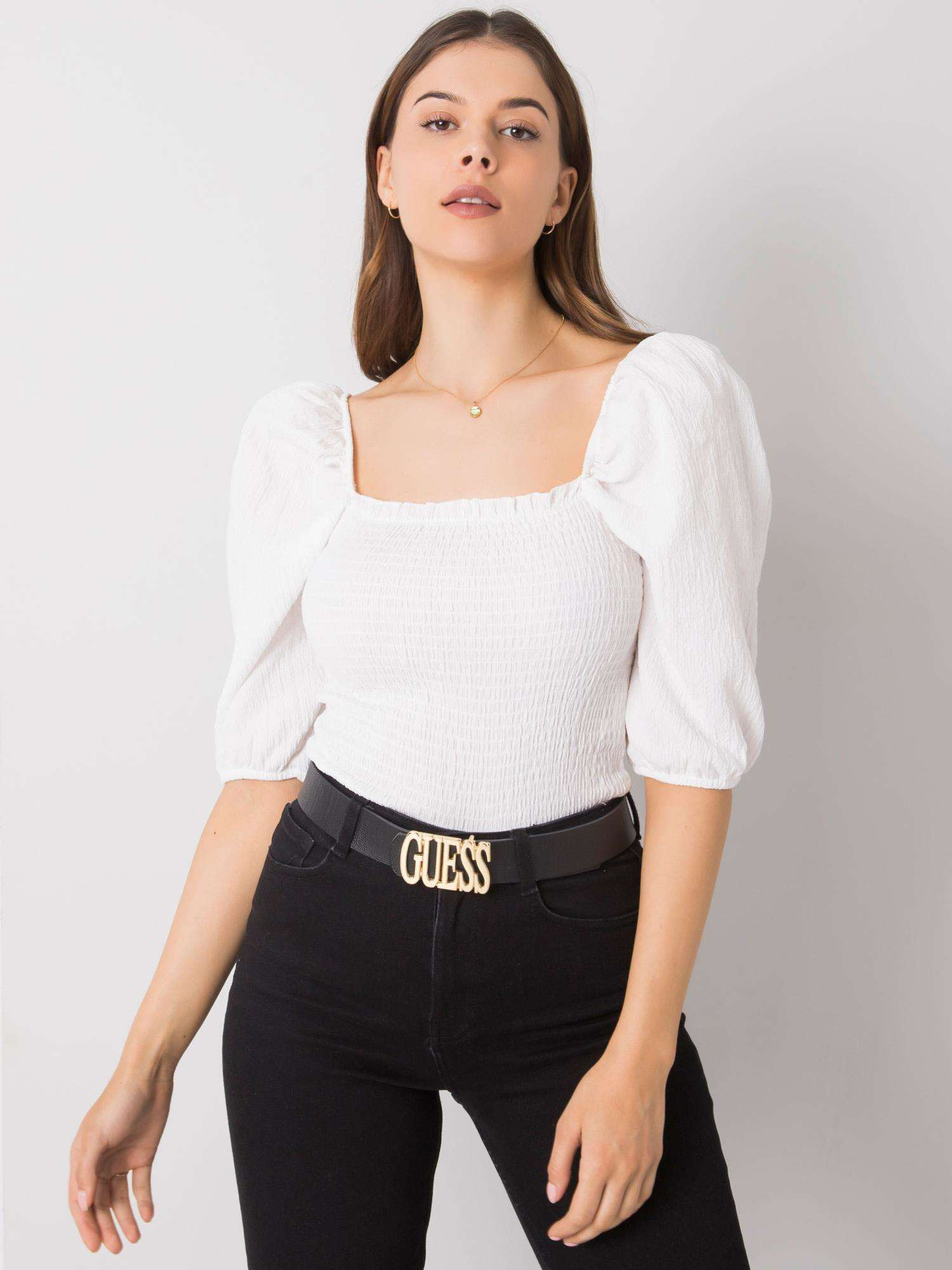Biela blúzka s balónovými rukávmi RO-BZ-2304.15X-white Veľkosť: L