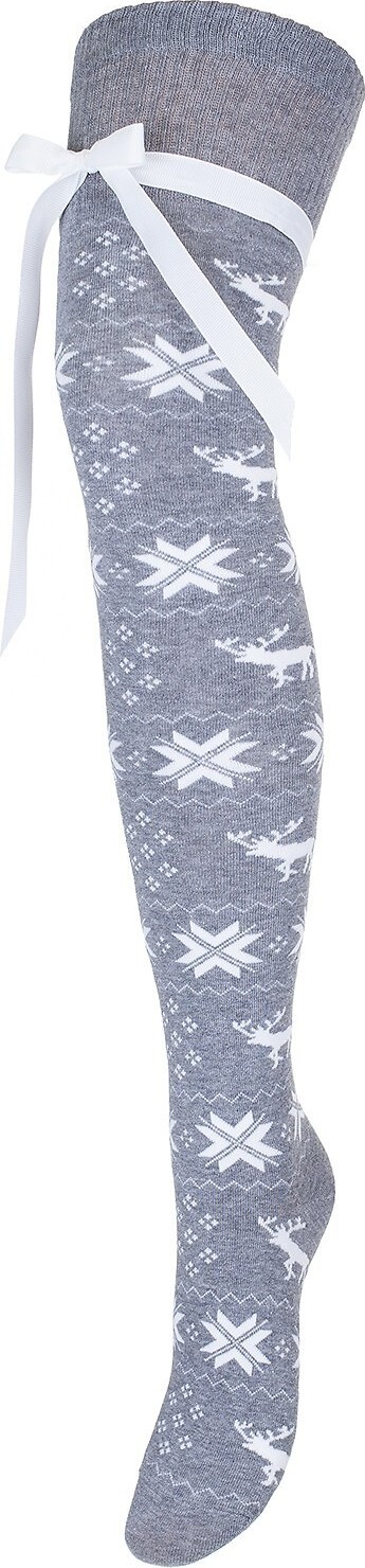 Vianočné nadkolienky so stuhou Milena 1139-000 Świąteczne zo wstążką 37-41 Veľkosť: 37-41, Barva: sivá melanž