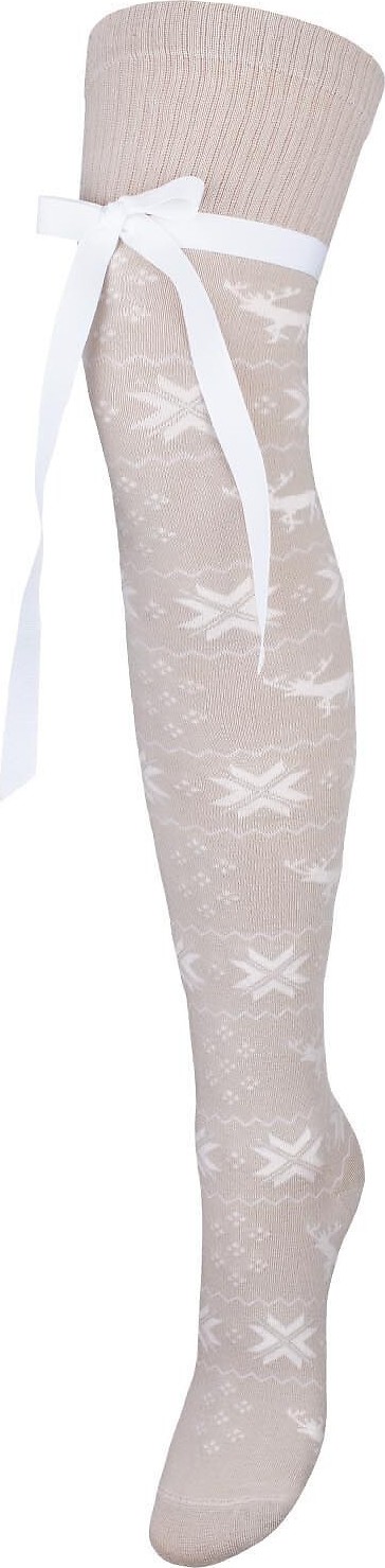 Vianočné nadkolienky so stuhou Milena 1139-000 Świąteczne zo wstążką 37-41 Veľkosť: 37-41, Barva: Béžová