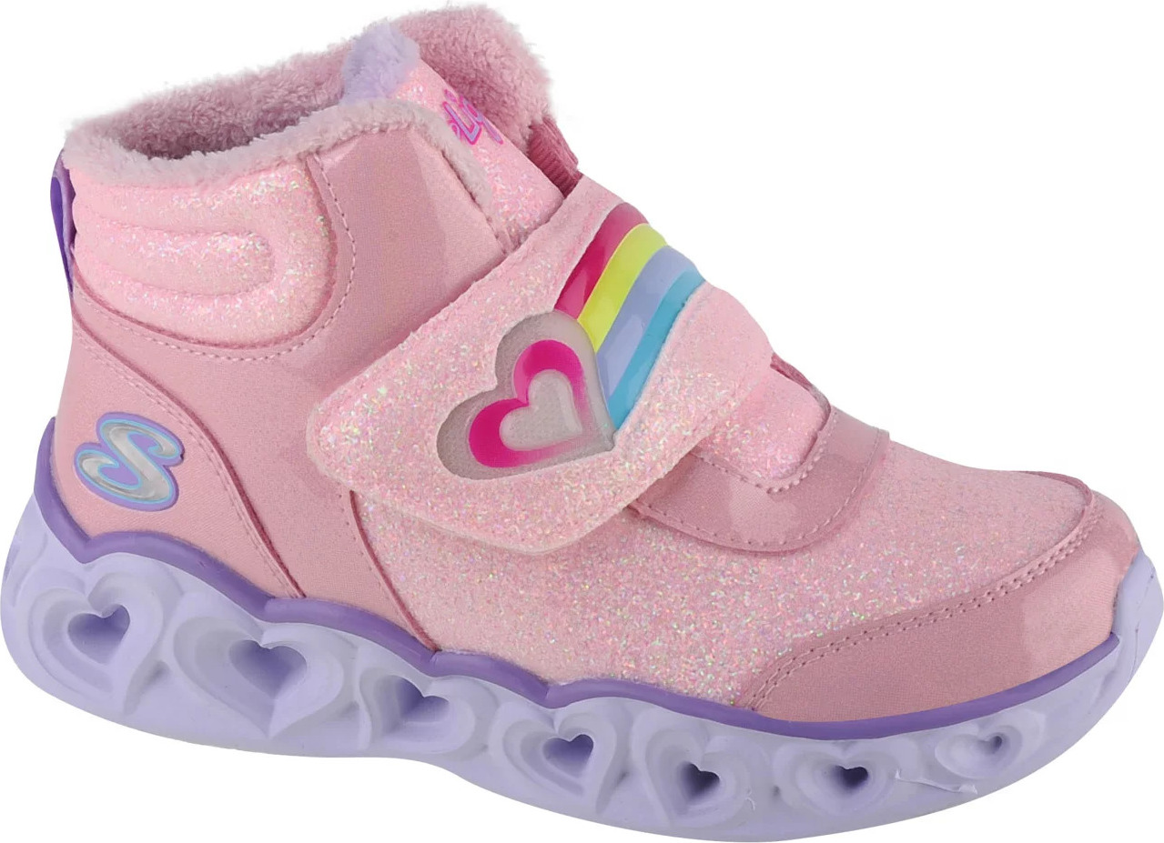 Púdrové dievčenské svietiace topánky Skechers Heart Lights - Brilliant Rainbow 302669L-PKLV Veľkosť: 31