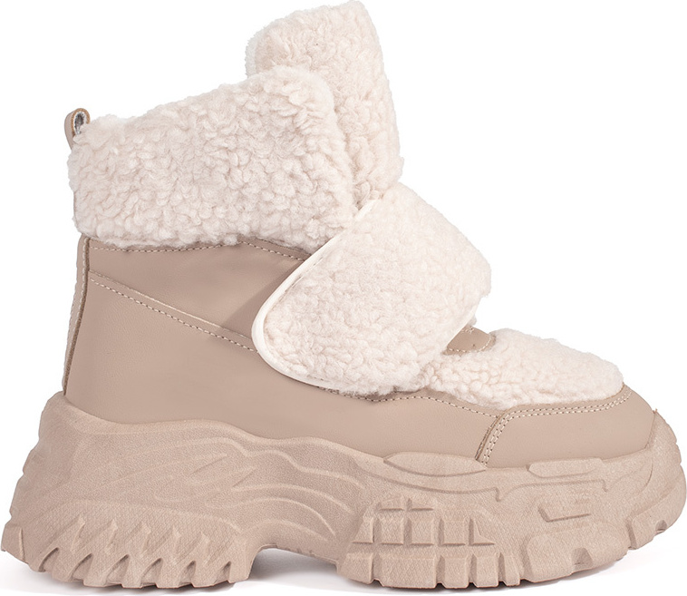 Béžové snehule na platforme s kožušinou baránkového typu BL537P-KH Veľkosť: 36