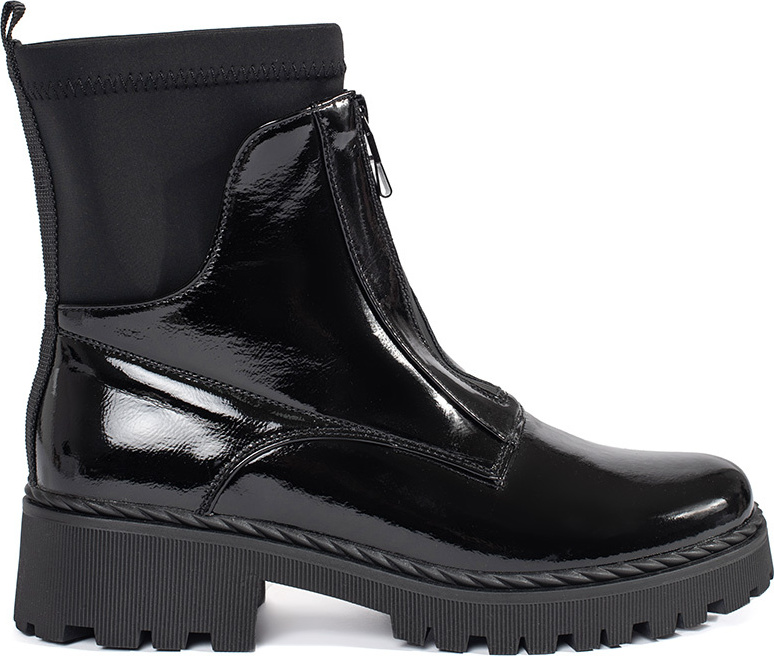 Lakované dámske čierne členkové topánky so zipsom GD-HF267A-B Veľkosť: 38