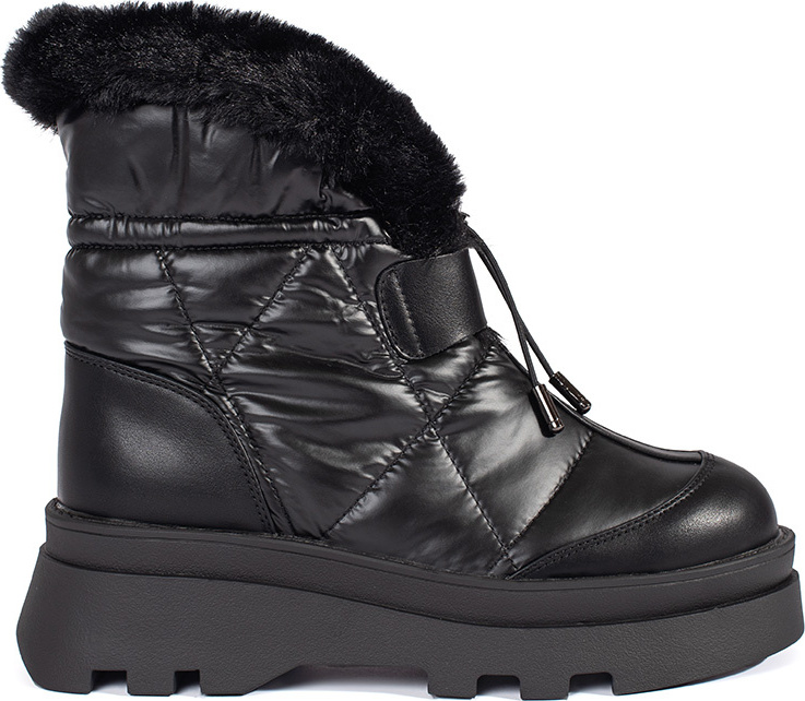 Čierne dámske snehule s čiernou kožušinou na platforme JJ56P-B Veľkosť: 36
