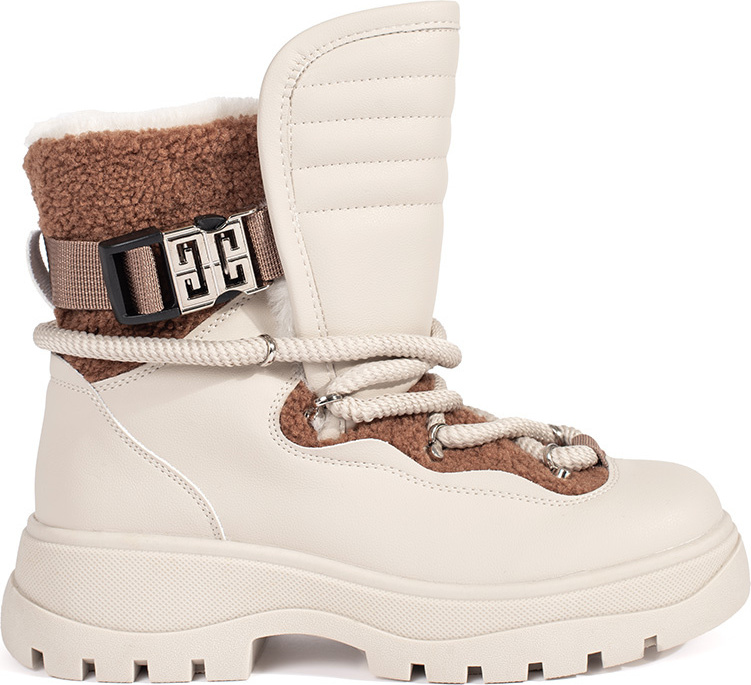 Smotanové dámske snehule s kožušinou na hrubej podrážke JJ80C Veľkosť: 36