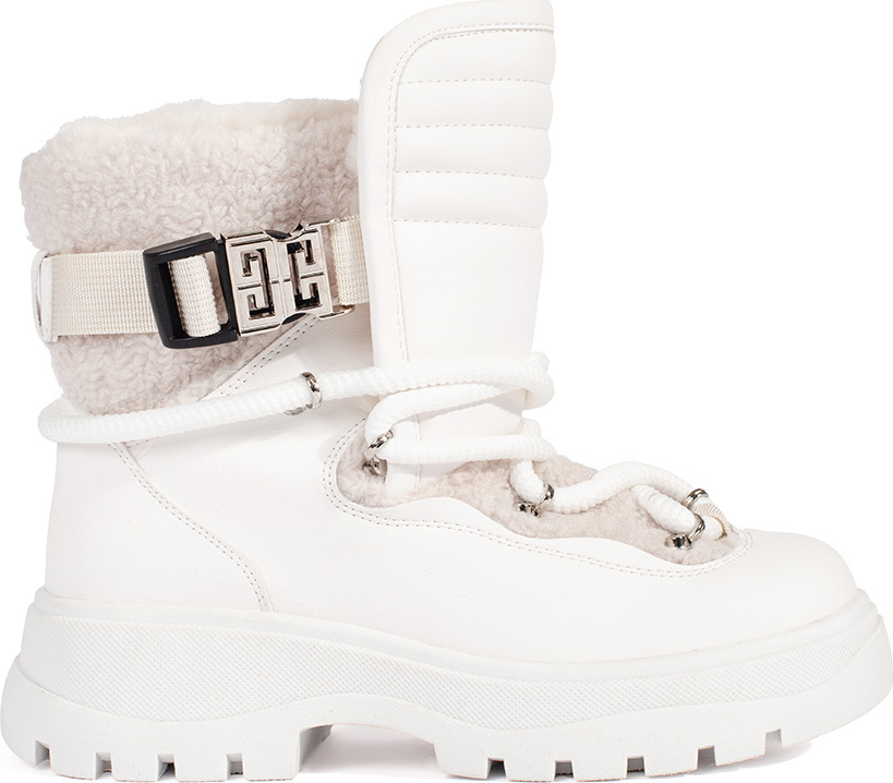 Biele dámske snehule s kožušinou na hrubej podrážke JJ80P-W Veľkosť: 36