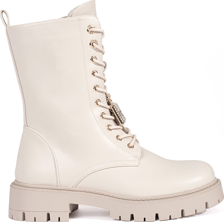 Smotanové dámske topánky workery s ozdobou DA122P-BE Veľkosť: 39