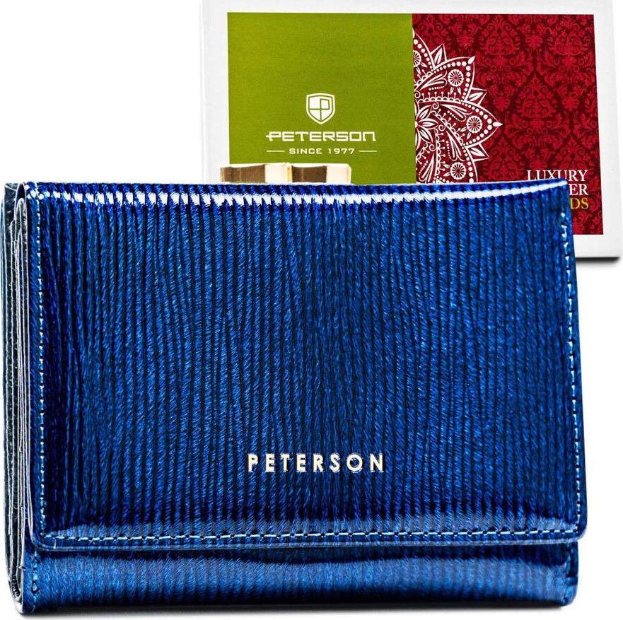 Elegantná dámska tmavomodrá peňaženka z prírodnej kože Peterson Y727 PTN 15-09-PR Veľkosť: ONE SIZE