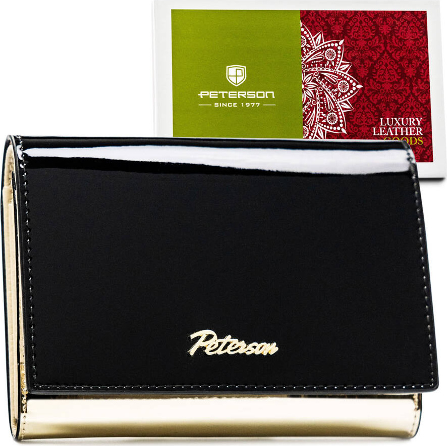 Čierno-zlatá klasická dámska peňaženka Peterson Y712 PTN 1N-445 Veľkosť: ONE SIZE