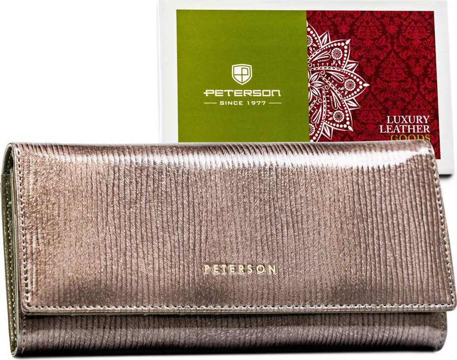 Strieborná dámska peňaženka z lakovanej kože na patentku Peterson Y737 PTN 72401-PR Veľkosť: ONE SIZE