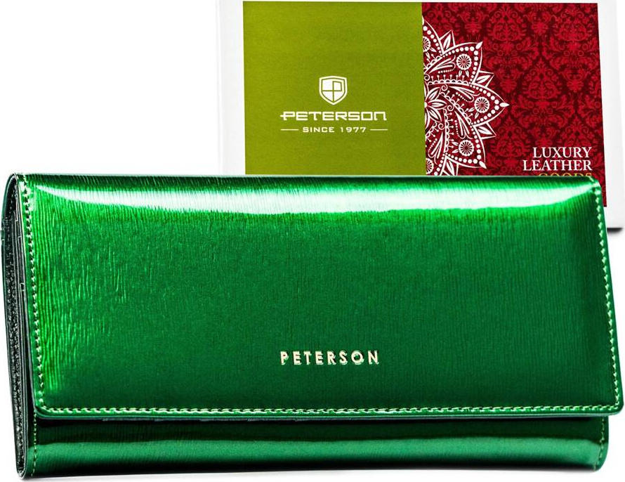Zelená dámska peňaženka z lakovanej kože na patentku Peterson Y736 PTN 72401-SH Veľkosť: ONE SIZE