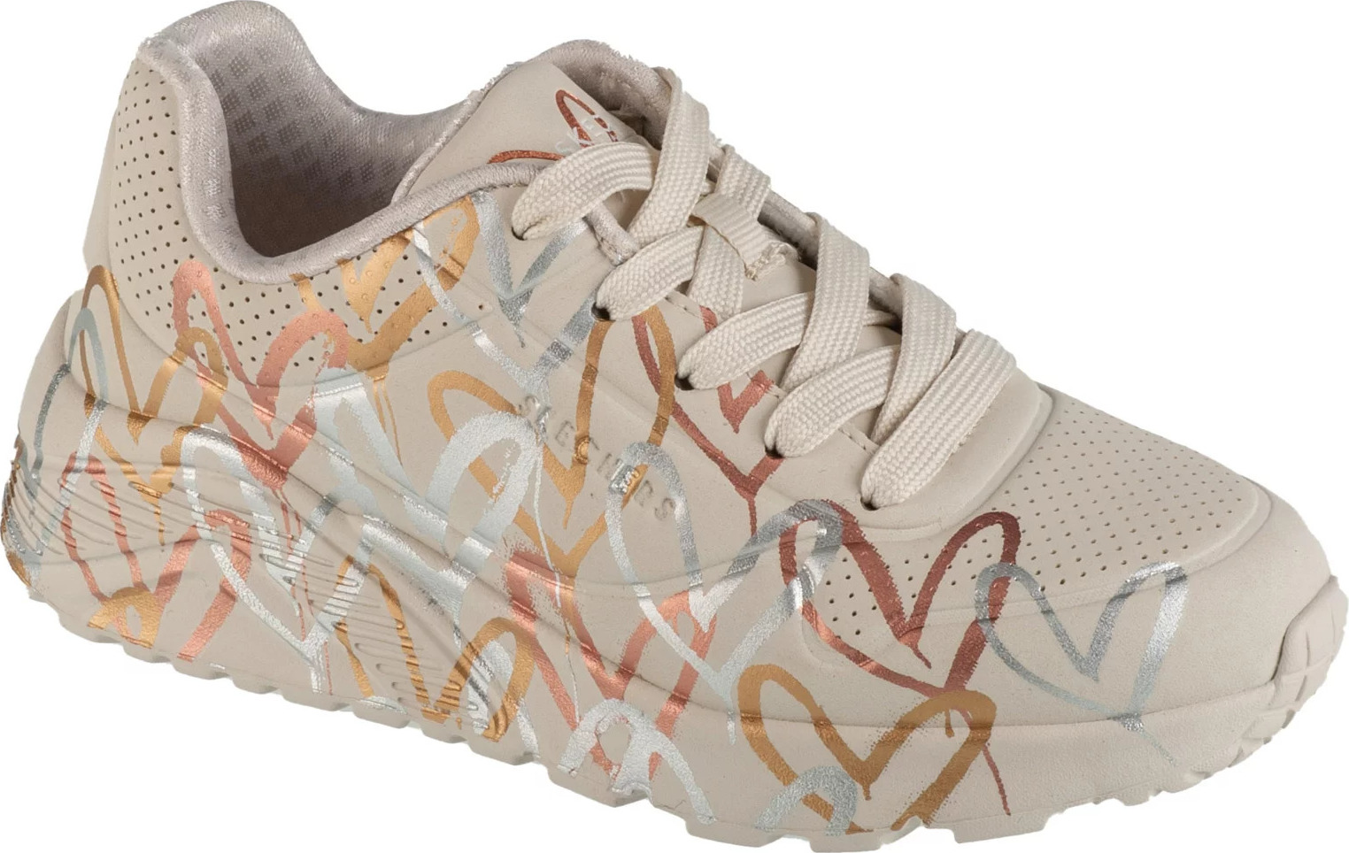 Béžové dievčenské tenisky Skechers JGoldCrown: Uno Lite - Metallic 314067L-NTMT Veľkosť: 33