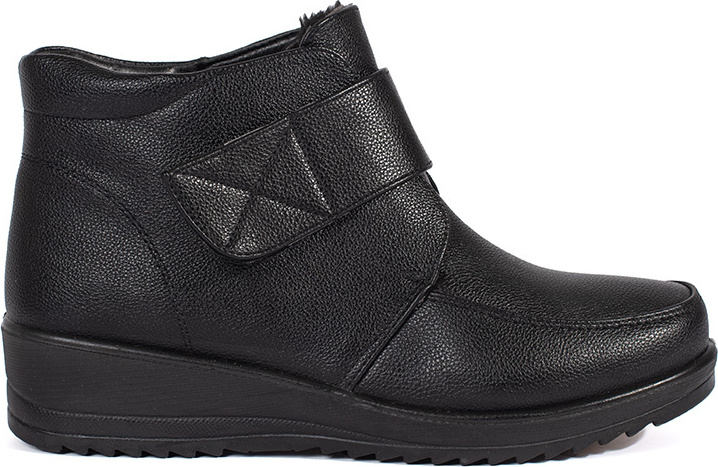 Čierne zateplené členkové dámske topánky na kline, podpätok 4 cm W33-5B Veľkosť: 36