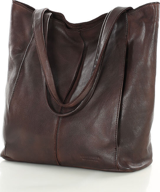 MARCO MAZZINI Tmavohnedá kožená shopper kabelka (vs108c) Veľkosť: ONE SIZE