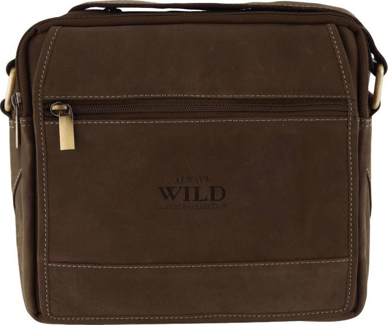 Always Wild Tmavohnedá kožená messenger taška cez rameno [DH] 251L-MH-3237 BROWN Veľkosť: ONE SIZE