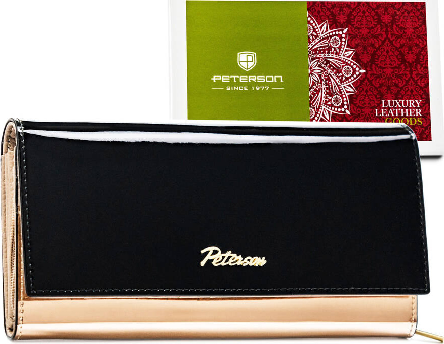 Rosegold-čierna dámska peňaženka so zapínaním na patentku Peterson Y741 PTN 1N-409 Veľkosť: ONE SIZE