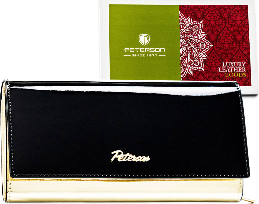 Čierno-zlatá dámska peňaženka so zapínaním na patentku Peterson Y739 PTN 1N-409 Veľkosť: ONE SIZE