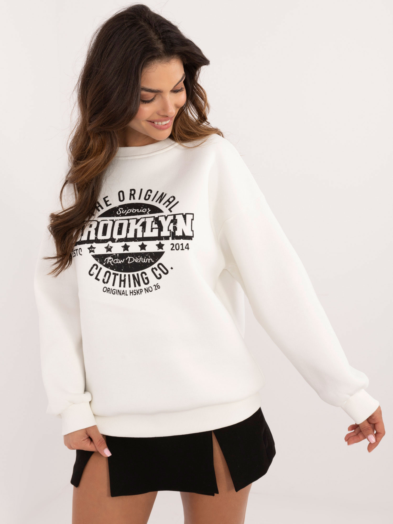 Smotanová dámska mikina BROOKLYN EM-BL-617B.80-ecru Veľkosť: ONE SIZE