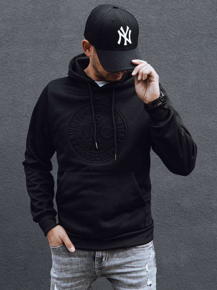 Čierna módna pánska mikina s kapucňou BX5787 Veľkosť: 2XL