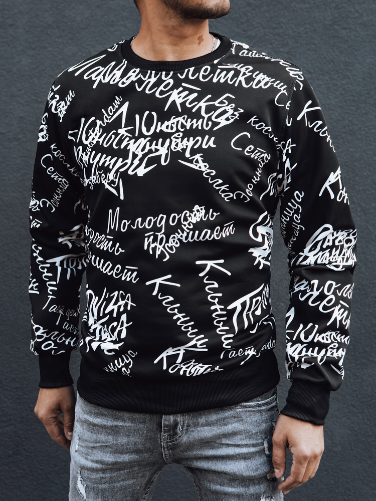 Čierna pánska mikina bez kapucne BX5739 Veľkosť: 2XL