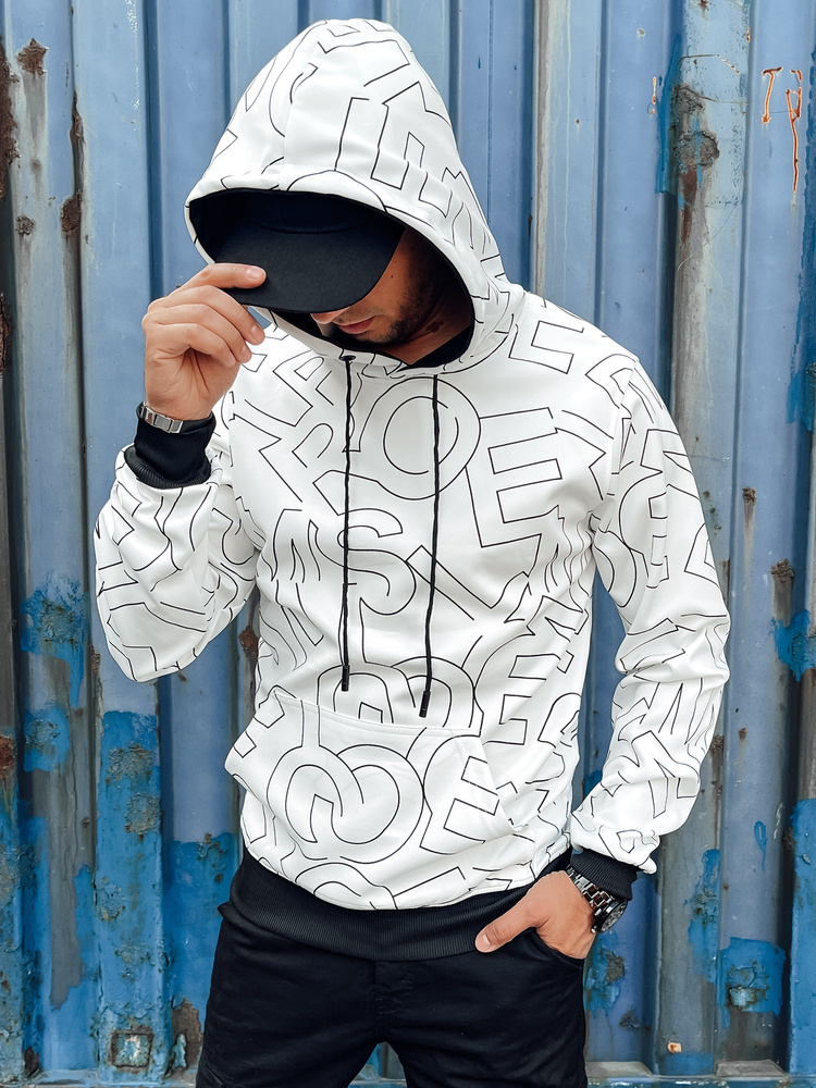 Biela pánska mikina s potlačou BX5764 Veľkosť: 2XL